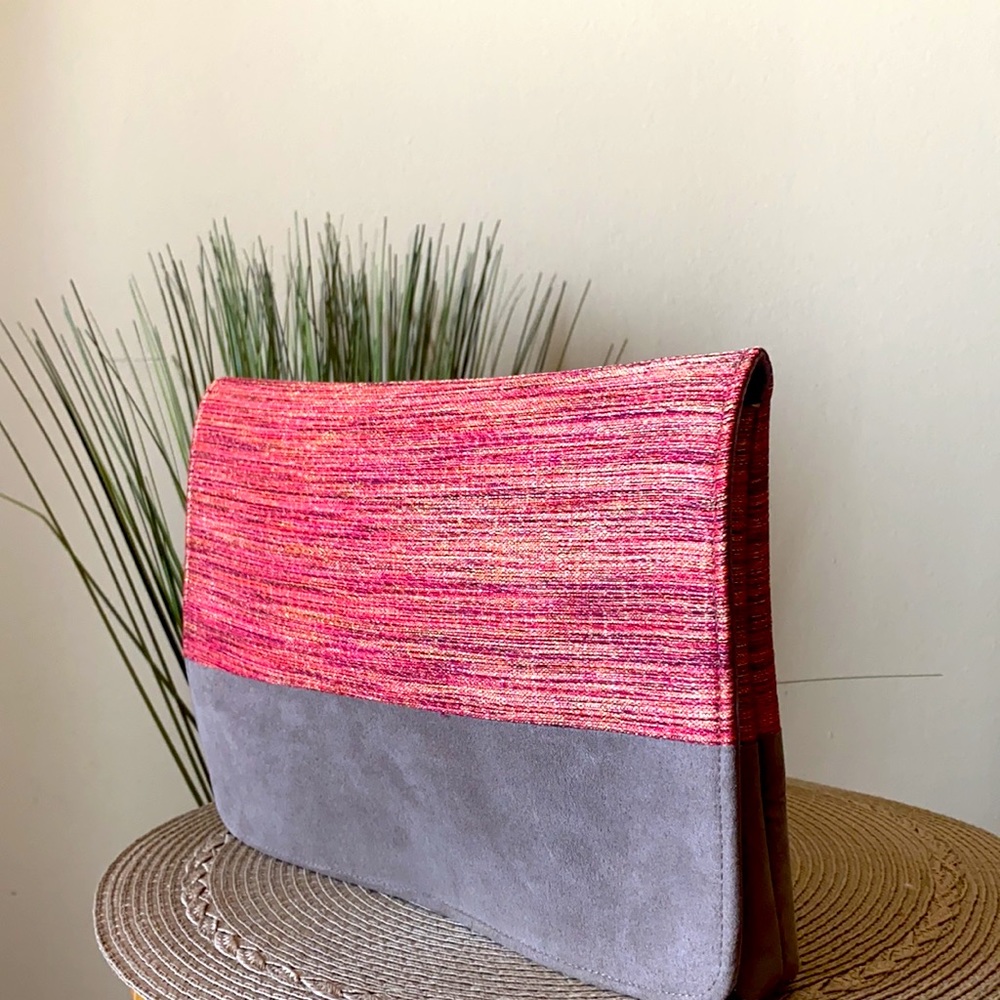 Red and Tan Statement Clutch